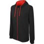 Kariban Contrast frfi kapucnis pulver, Black/Red