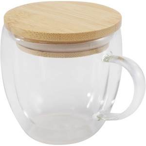 Lenora üvegpohár bambusz fedéllel, 250 ml, átlátszó (bögre)