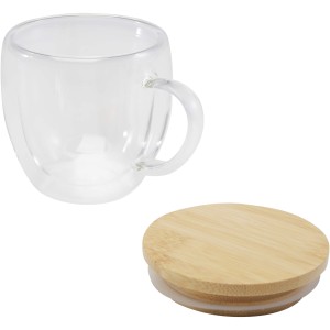 Lenora üvegpohár bambusz fedéllel, 250 ml, átlátszó (bögre)