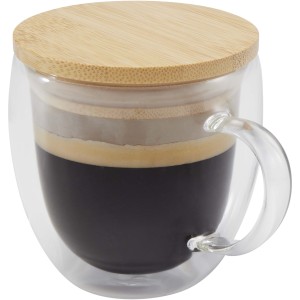 Lenora üvegpohár bambusz fedéllel, 250 ml, átlátszó (bögre)